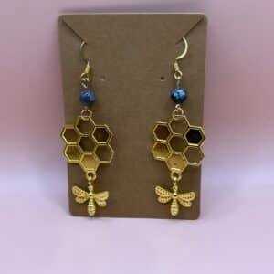 Bee Hexagon Earrings