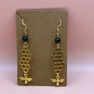Honeycomb with Bee Earrings