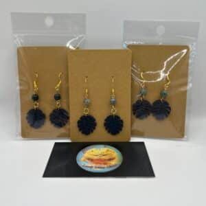 Blue Monstera Earrings