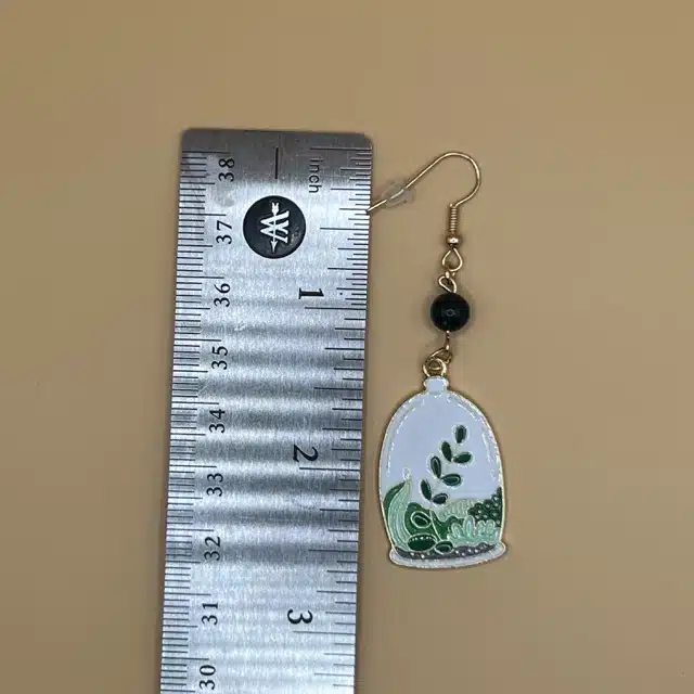 Terrarium Plant Earrings-Gold - Image 4