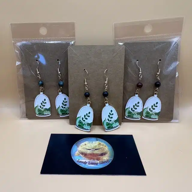 Terrarium Plant Earrings-Gold