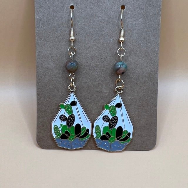 Geometric Terrarium Earrings- Gold - Image 5